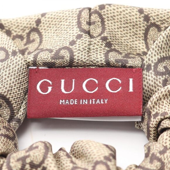Gucci GG Pattern Scrunchie Silk Beige Brown
